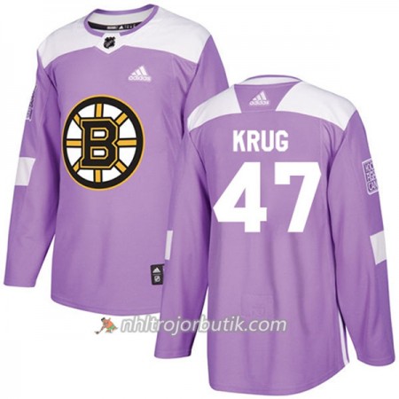 Män Ishockey Boston Bruins Tröja Torey Krug 47 Adidas 2017-2018 Lila Fights Cancer Practice Authentic